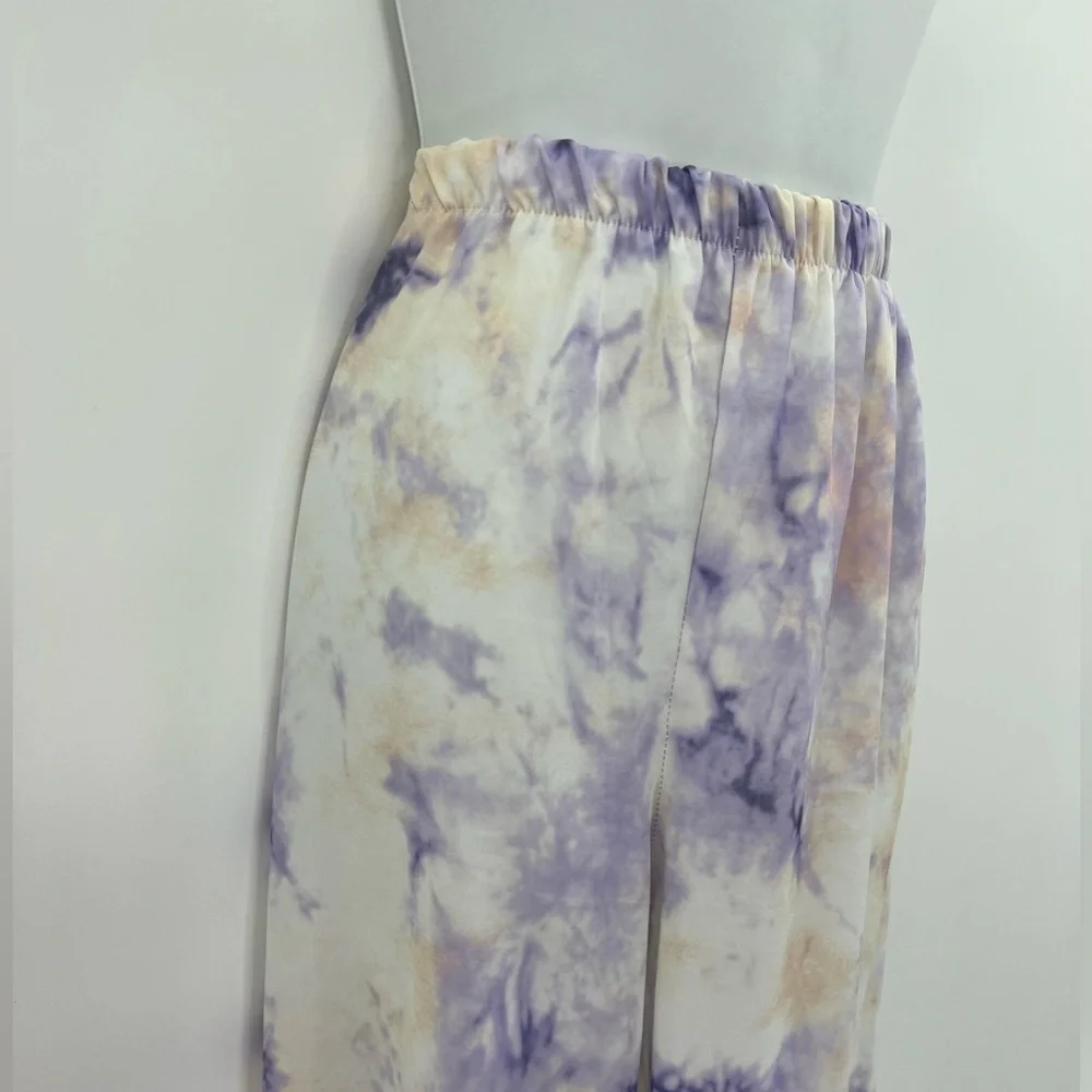 Boohoo Lilac Satin Tie Dye Pants Size 6